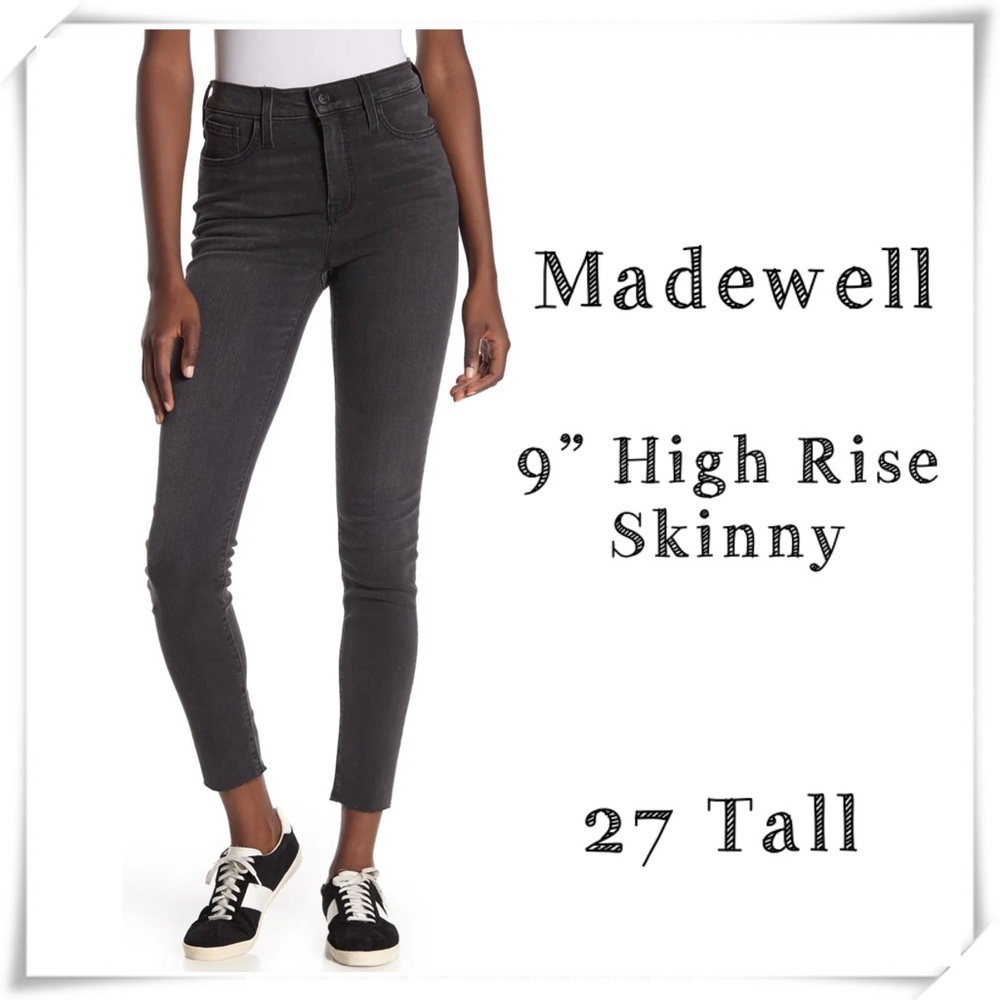 Madewell 9” High Rise Skinny Jeans 27 Tall Washed Black